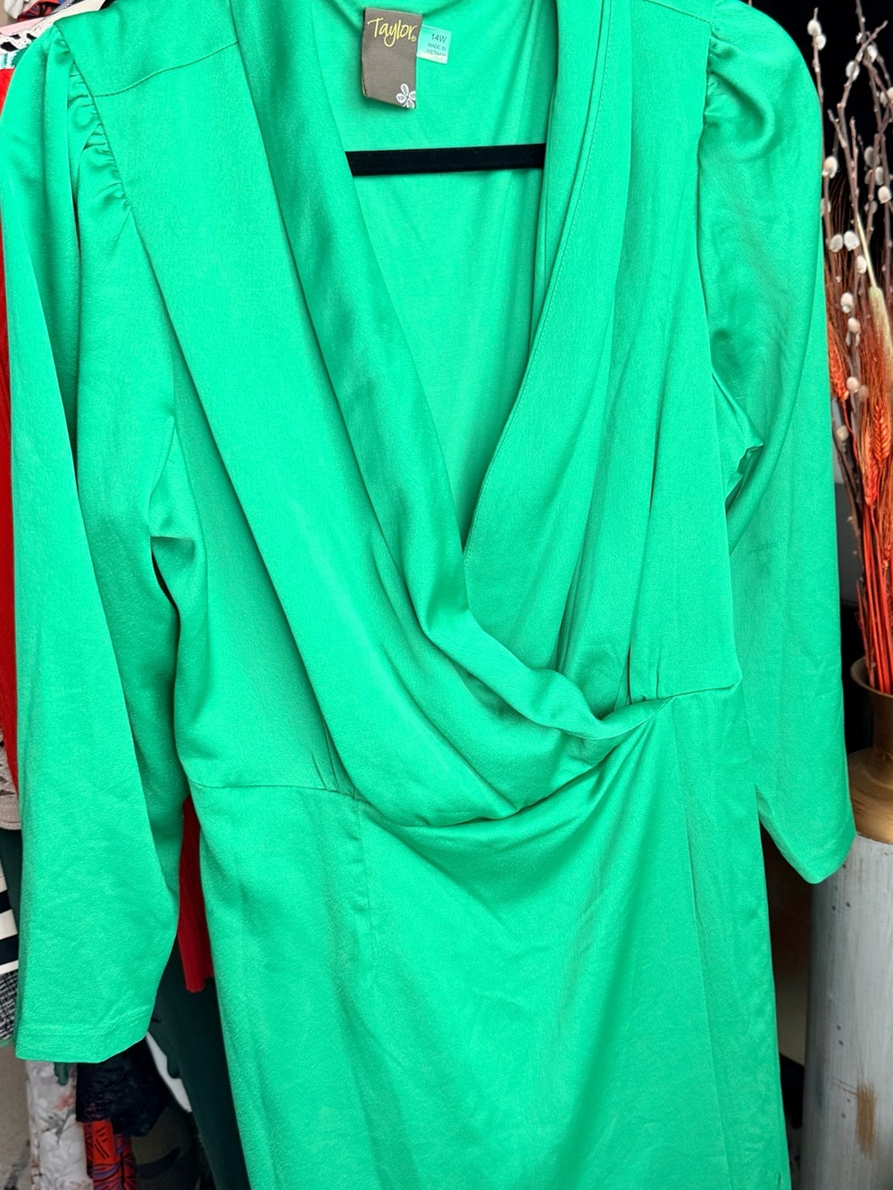 Taylor Bright Green Wrap Robe with Self Tie - Picture 5 of 6